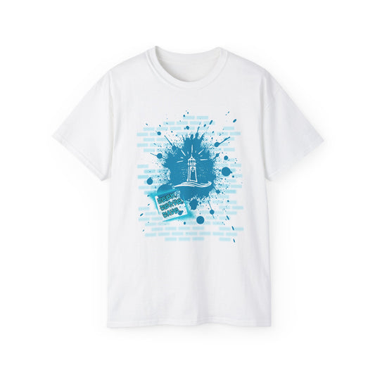 Artistic Lighthouse Tee, Summer Vibes Shirt, Beach Day Casual Wear, Gift for Coast Lovers, Relaxed Fit Graphic T-shirt