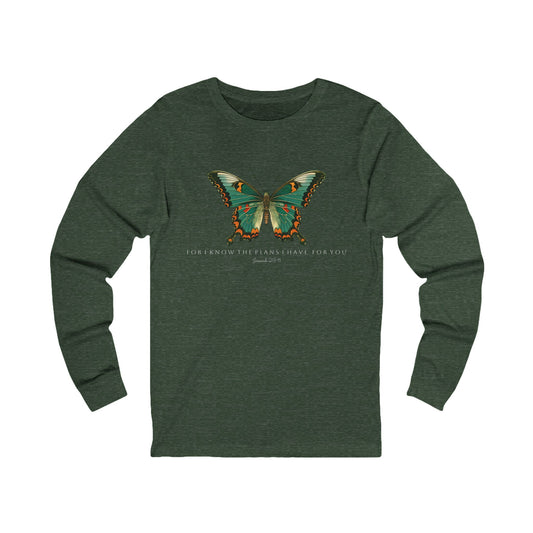 Butterfly Inspirational Long Sleeve Tee, Motivational Shirt, Gift for Her, Nature Lover Top, Scripture Quote Apparel, Eco-Friendly Fashion