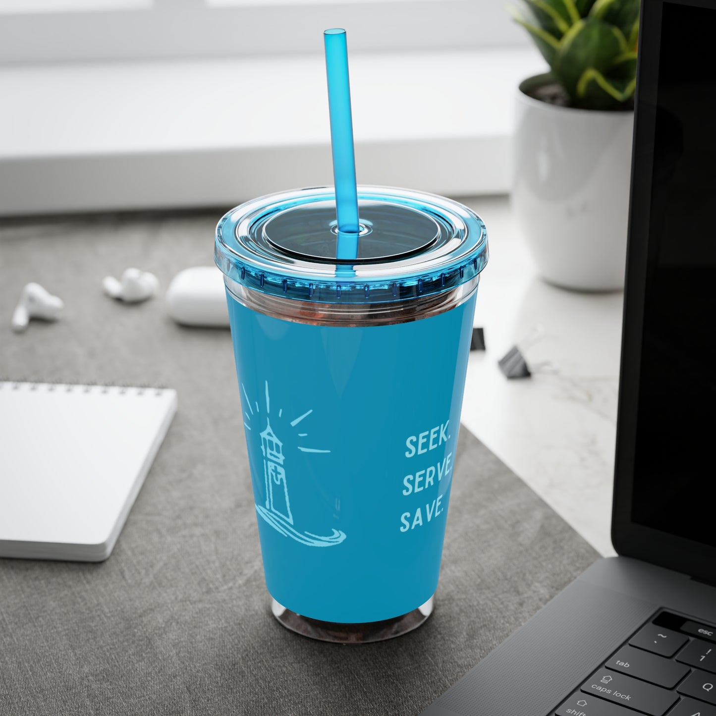 Logo Cup with Straw