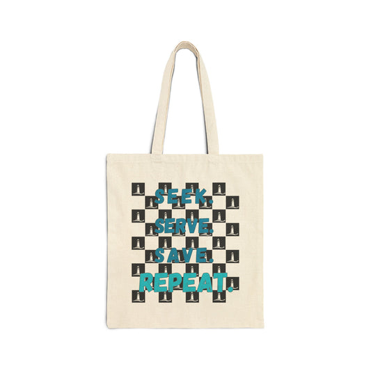 Eco-Friendly Cotton Canvas Tote Bag - "Seek, Serve, Save, Repeat"