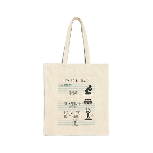 Inspirational Religious Cotton Canvas Tote Bag - How to Be Saved